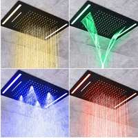 Ensemble de douche thermostatique LED pour plafond de salle de bain, avec fonction pluie, cascade et massage, système de douche multifonctionnel, vente chaude