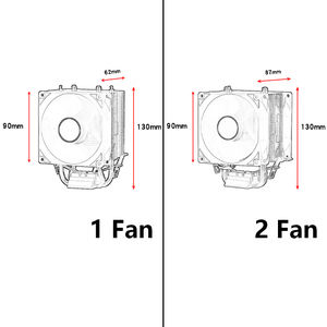 Qiuz2 2 isı boruları CPU isı emici masaüstü bilgisayar LGA 2011 X99 X79 anakart 4 dakika sessiz Fan 90mm için yanar - Product Image 6