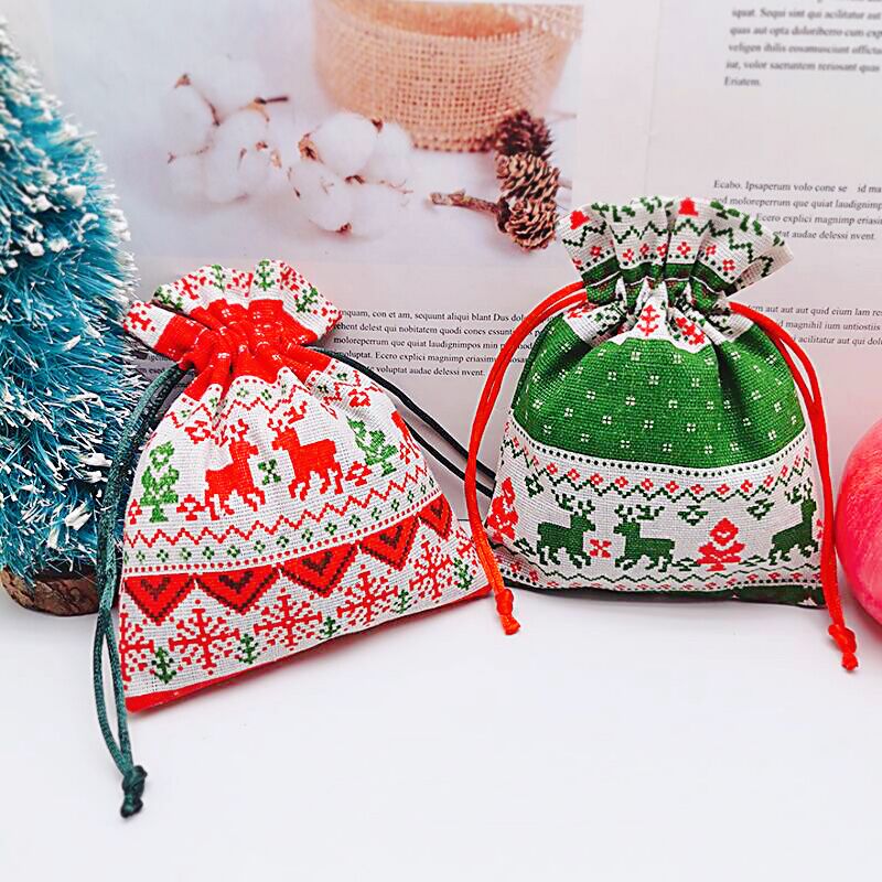 High Quality Custom Printed Pouches Bag Drawstring Logo Bag Christmas Gift Bags