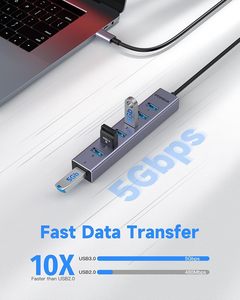 Hub USB-C de 7 Puertos FORIDA con Puerto de Alimentación de Aleación de Aluminio de 5V/3A para Computadoras Portátiles <span class=keywords><strong>MacBook</strong></span>/iPad/Surface <span class=keywords><strong>Pro</strong></span>/XPS (Gris 9.8in) en Stock - Product Image 4