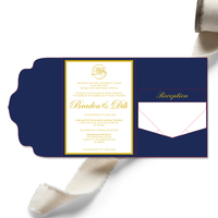 Invitation en papier à trois plis de nouveau style avec enveloppe de poche de carte RSVP carte de remerciement billet d'admission mariage