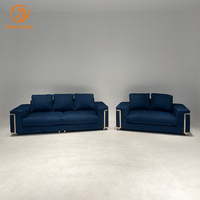 Ensemble de canapés de luxe en velours bleu marine haut de gamme, 1, 2 et 3 places, design pour salon