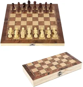 Set Catur magnetik dengan catur 16 ", kayu papan permainan catur perjalanan catur mainan untuk dewasa & anak-anak