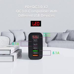 2PD 2USB Digital Display 5V3.1A Electric Mobile Phone Charger New Multi-Port Adapter Fast Charging Head - Product Image 3