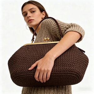 Borsa Clutch Oversize in Paglia Naturale Intrecciata con Chiusura a Scatto, Grande Capacità, Borsa da <span class=keywords><strong>Donna</strong></span> per l'Estate e la Spiaggia - Product Image 2