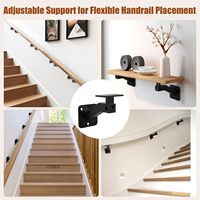 Kit de supports de main courante pivotants à 90 degrés, en acier robuste, pour montage mural sur escalier, supports de main courante réglables pour bois