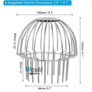 WESDA Protecteur de tuyau de descente rond en acier inoxydable Bouchon de ligne anti-blocage Couvercle de vidange Tuyau Filtre à feuilles Construction Garde-<span class=keywords><strong>gouttière</strong></span> - Product Image 2