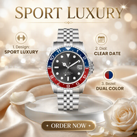 Montre mécanique de luxe sportive pour homme, boîtier en acier inoxydable, lunette en cristal saphir, étanche 100 m, bracelet de 20 mm, cadran à aiguilles
