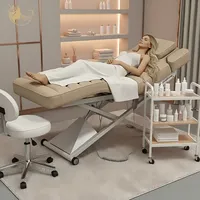 Table de massage pliable en PVC avec chauffage, hauteur réglable, design incurvé pour salons de cils et de beauté, lit de beauté, mobilier de salon