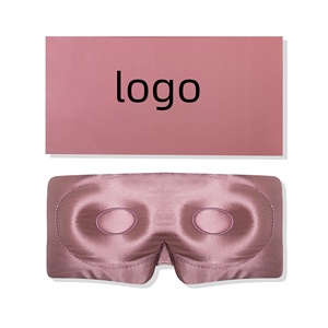 Masque de sommeil en soie rose uni avec logo personnalisé, sans bretelles, 3D, large bande, pour dormir, masque pour les yeux, bandeau pour les yeux - Product Image 1