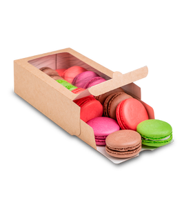 กล่องกระดาษคราฟท์สำหรับใส่มาการองแบบขายส่ง มีหน้าต่างใส ป้องกันการรั่วซึม สำหรับอาหารแบบนำกลับบ้าน พร้อมโลโก้สั่งทำได้ - Product Image 3