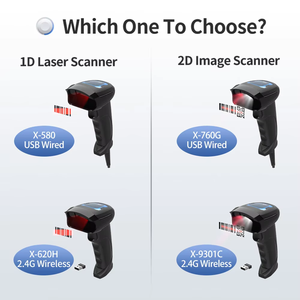 Lettore di Codici a Barre 2D Wireless Xincode, Scanner Portatile USB 2.4G, Lettore di Codici QR Cablato, Pistola di Scansione Codici <span class=keywords><strong>1D</strong></span> per Inventario - Product Image 2