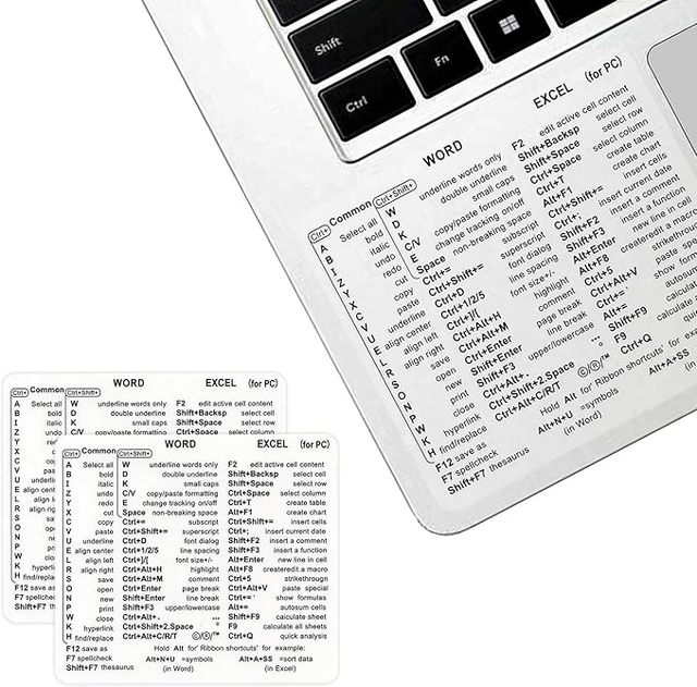 Electronics Keyboard Shortcut Vinyl Sticker No-Residue Adhesive for Computer