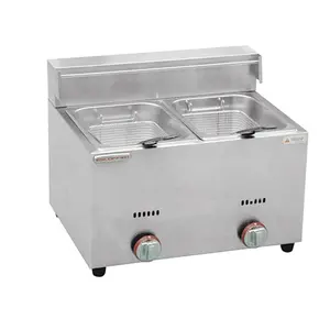 Hot sell commercial Gas tank fryer fried chicken chips gas deep fryers machine two basket