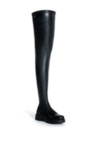 Übergrößen Damen Flache Stiefel mit 4-Wege-Stretch-Gürtel Damen Overknee-Stiefel - Product Image 5