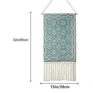 Decorazione d'Interni Art Déco Durevole, con Pompon in Macramè, Stile Rustico Cristiano, Piatti in Vimini e Cesto Quadrato - Product Image 1