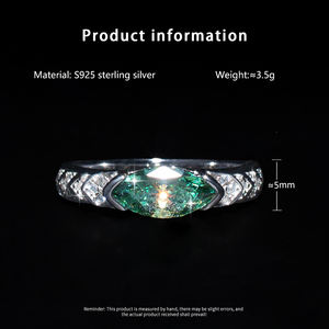 호루스의 절묘한 패션 눈 1 <span class=keywords><strong>CT</strong></span> 말 눈 그린 모이사나이트 반지 S925 스털링 실버 커플 다이아몬드 반지 - Product Image 6