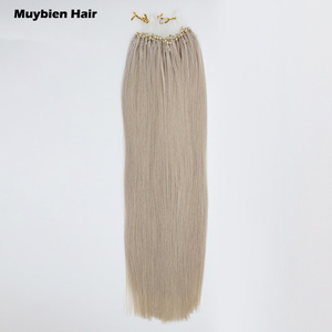 Extensions de <span class=keywords><strong>cheveux</strong></span> humains blond perle à micro-anneaux, <span class=keywords><strong>cheveux</strong></span> chinois vierges non traités, outil de pose Nano Ring - Product Image 2
