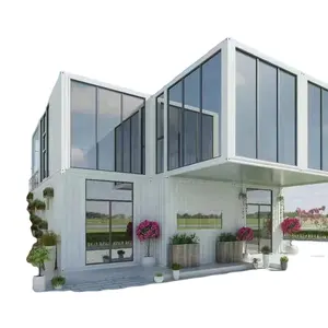 Furnished customizable light steel structure prefabricated luxury villa two story prefab houses