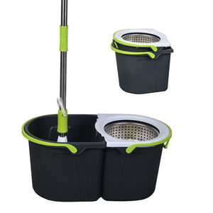 Mopa de Limpieza Mágica de 360 Grados con <span class=keywords><strong>Dos</strong></span> Cubos, Fácil de Girar, Palo de Acero Inoxidable, Cabezal de Mopa de Plástico y Acero Inoxidable, en Caja - Product Image 4