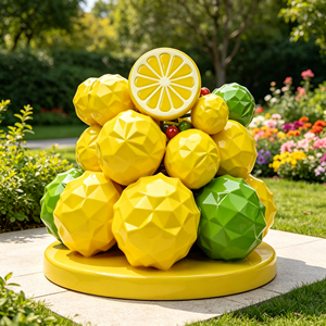 Scultura in Resina Lucida a Basso Polimero a Forma di <span class=keywords><strong>Limone</strong></span> con Fetta di <span class=keywords><strong>Limone</strong></span>, Dimensioni e Colori Personalizzabili per Centri Commerciali, Arte, Arredamento Casa, Hall di Hotel, Lounge - Product Image 3