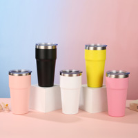 Gourde isotherme en acier inoxydable à double paroi de 16 oz avec logo personnalisé, colorée, pour le bureau, la maison, la voiture, thermos, tasse, gobelet