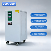 Stabilisateur de tension SVC monophasé 15 kVA, sortie simultanée 110 V/220 V, 60 Hz, entrée large 160-260 V pour l'Amérique