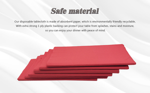 Nappes en <span class=keywords><strong>papier</strong></span> jetables écologiques 3 plis Rouge Chine 54'*108' pour hôtels et restaurants - Product Image 4