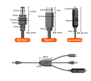 <span class=keywords><strong>C</strong></span>âble d'extension d'alimentation Starlink 3-en-1 <span class=keywords><strong>Mini</strong></span> 18AWG DC <span class=keywords><strong>USB</strong></span> <span class=keywords><strong>C</strong></span> PVC Veste en cuivre pur Compatible avec le <span class=keywords><strong>c</strong></span>âble d'alimentation de la caméra de voiture - Product Image 5