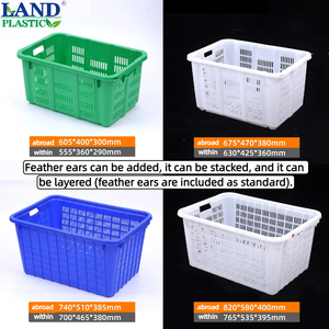 Bac de rangement moderne en plastique HDPE résistant aux chutes avec poignées en fer, panier ventilé empilable pour la distribution de produits - Product Image 5