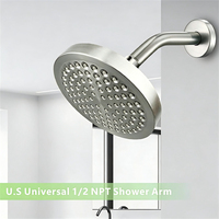 Bras de douche mural moderne de 12 pouces en acier inoxydable 304 avec bride, finition nickel brossé, extension de remplacement fixe pour douche et cuisine