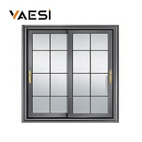 Prix d'usine Fenêtres Métalliques Moderne Français Noir Grill Design Aluminium Fenêtre Coulissante en Verre pour Maisons