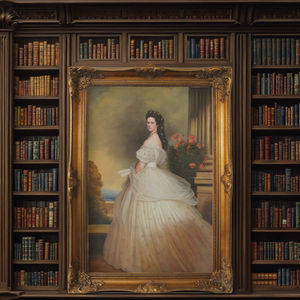 Riproduzione fatta a mano stile tradizionale Sissi principessa figura ritratto dipinto tela cornice legno parete arte - Product Image 3