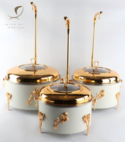 QIAN HU Restaurant 401 Réchauffeur de nourriture en acier inoxydable 4L/6L/8L Chef Traiteur Plat Buffet Ensembles Or Couvercle À Charnière En Métal Vaisselle
