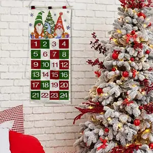 벽걸이 카운트 다운 달력 보관 가방 크리스마스 벽 문 벽난로 장식을위한 24 포켓 크리스마스 강림절 달력