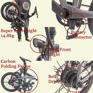 <span class=keywords><strong>Vélo</strong></span> <span class=keywords><strong>électrique</strong></span> pliant en Fiber de carbone <span class=keywords><strong>le</strong></span> <span class=keywords><strong>plus</strong></span> <span class=keywords><strong>léger</strong></span> ANLOCHI 20 pouces 36V250W à entraînement par courroie <span class=keywords><strong>vélo</strong></span> de ville <span class=keywords><strong>électrique</strong></span> à vitesse unique pour femmes - Product Image 5