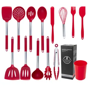 Kitchen Utensils Set 14 Silicone And Stainless Steel Useful Pots And Pans Accessories Set