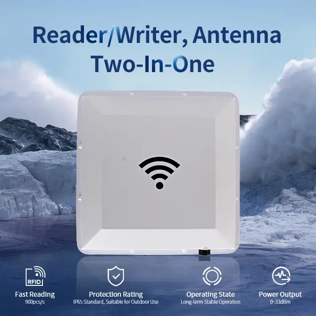 Uhf Rfid Integrated Reader Circular Polarization 15 Meter Long Range RFID UHF Tag Reader for indoor/outdoor parking system