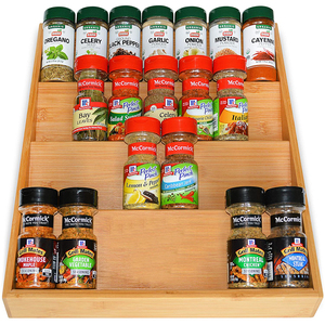 HOT SALE Bamboo Kitchen <strong>Drawer</strong> <strong>Organizer</strong> 4-Tier Bamboo <strong>Spice</strong> Rack <strong>Organizer</strong> for <strong>Drawer</strong> Large <strong>Spice</strong> Tray for Kitchen Storage - Product Image 1