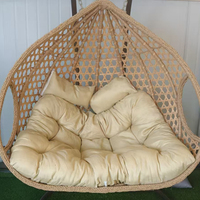 Fauteuil suspendu double en rotin PE moderne avec support métallique pour patio, jardin, extérieur, usage hôtelier et parcs