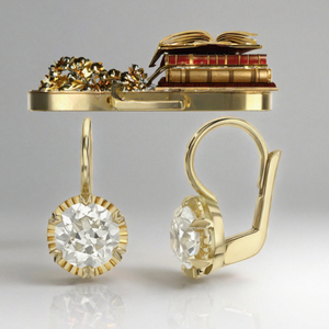 Boucles d'oreilles pendantes vintage en argent 925 plaqué or 18 carats avec moissanite ronde brillante de 2 carats pour femme - Product Image 3