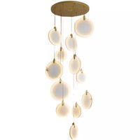 Lustre LED en marbre Liangte 2026, éclairage 360°, garantie 5 ans - Design moderne, suspension en albâtre pour salon