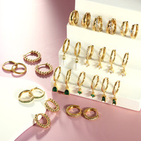 Boucles d'oreilles manchette en acier inoxydable ES634 pour femme, forme lune, zircon électroplaqué, luxe haut de gamme, tendance