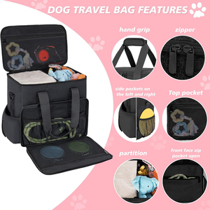 Sacs de voyage pour animaux de compagnie personnalisés en gros, approuvés par les compagnies aériennes, sacs de voyage écologiques pour nourriture pour chiens avec bols pliables - Product Image 6