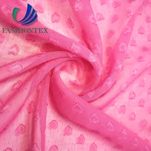 Fashiontex Kostenlose Proben 75D herzförmiger Chiffon-Stoff mit abgeschnittenem Punkt 100% Polyester gefärbter Stoff Herz gewebter Stoff Jacquard