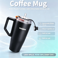 Thermos en acier inoxydable à double paroi, isolation sous vide, design avec poignée, couvercle anti-fuite, tasse de voyage de 30 oz