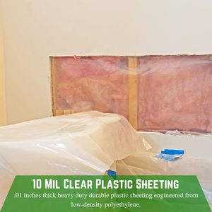 Farm Plastic Supply Clear 10 Mil Polyethylene Roll <strong>Film</strong> (5' X 100') Heavy Duty Drop Cloth &amp; Vapor Barrier for Crawl Space - Product Image 3
