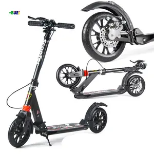 Katlanabilir itme skuter yetişkin büyük tekerlekli Euro stil alüminyum sokak Scooter iki tekerlekli yetişkin Scooter ile iki süspansiyonlu