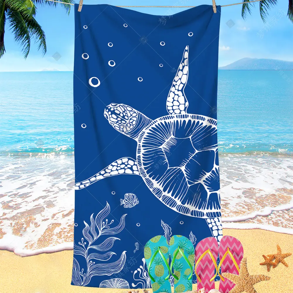 Serviette de plage tortue légère surdimensionnée en microfibre 71 "x 35" XL serviettes sans sable voyage piscine Yoga couverture de gymnastique pour l'été