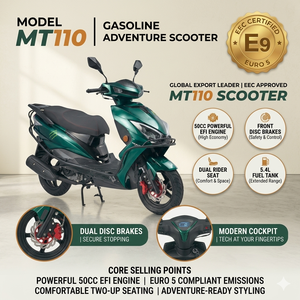 Scooter Euro 5 <span class=keywords><strong>50cc</strong></span> EFI 4 temps refroidi par air, cyclomoteur 49,5 ml 2,1 kW 45 km/h, CVT automatique, démarrage électrique, frein à disque, pneus 12 pouces, 5,4 L - Product Image 2